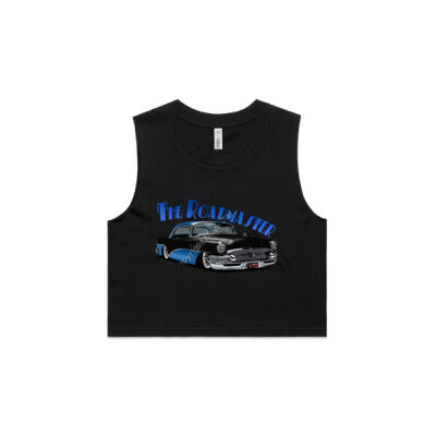 1956 Roadmaster - Black & Blue - AS Colour Women's Crop Tank Thumbnail