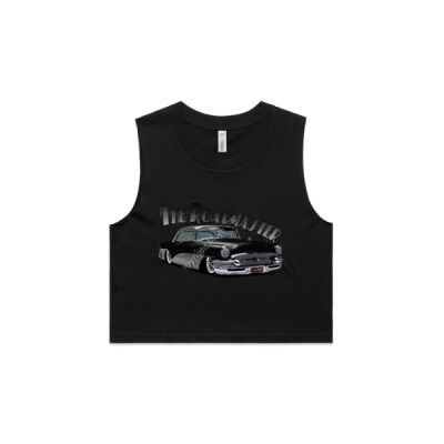 1956 Roadmaster - Black & Aqua - AS Colour Women's Crop Tank Thumbnail