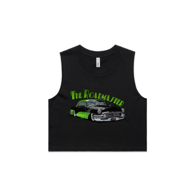 1956 Roadmaster - Black & Green - AS Colour Women's Crop Tank Thumbnail