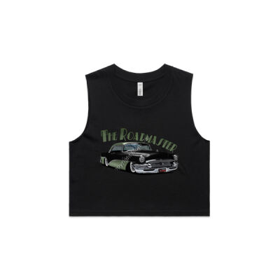 1956 Roadmaster - Black & Khaki - AS Colour Women's Crop Tank Thumbnail