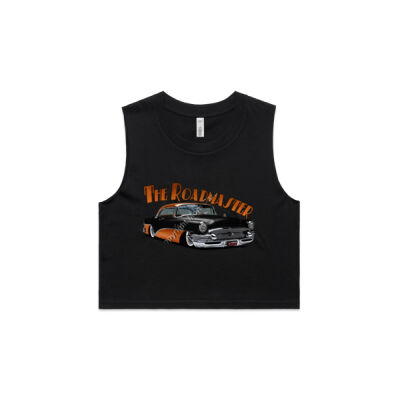 1956 Roadmaster - Black & Orange - AS Colour Women's Crop Tank Thumbnail