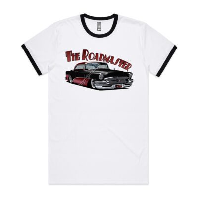 1956 Roadmaster - Black & Maroon - Mens Ringer Tee Thumbnail