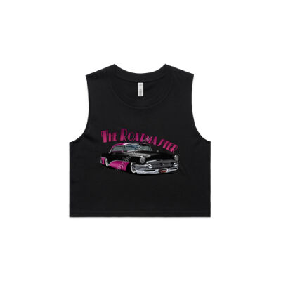 1956 Roadmaster - Black & Pink - AS Colour Women's Crop Tank Thumbnail