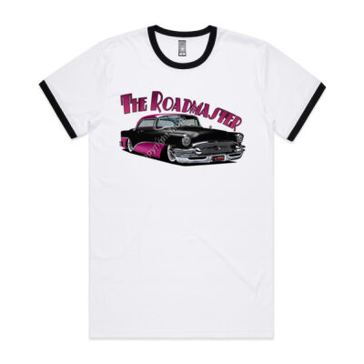 1956 Roadmaster - Black & Pink - Mens Ringer Tee Thumbnail