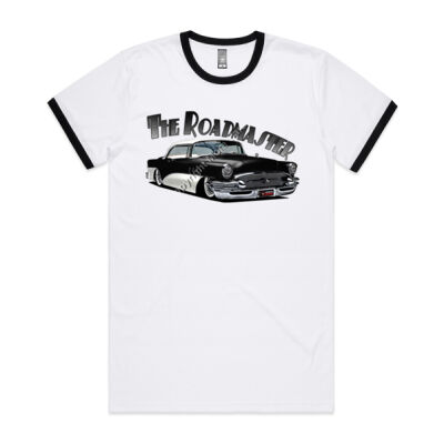 1956 Roadmaster - Black & White - Mens Ringer Tee Thumbnail