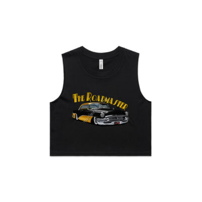 1956 Roadmaster - Black & Yellow - AS Colour Women's Crop Tank Thumbnail