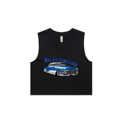 1956 Roadmaster - Blue & White - AS Colour Women's Crop Tank Thumbnail