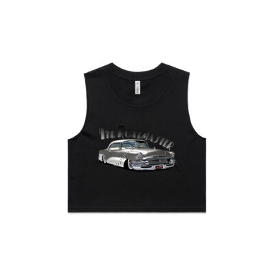1956 Roadmaster - Charcoal & White - AS Colour Women's Crop Tank Thumbnail