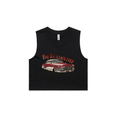 1956 Roadmaster - Maroon & White - AS Colour Women's Crop Tank Thumbnail
