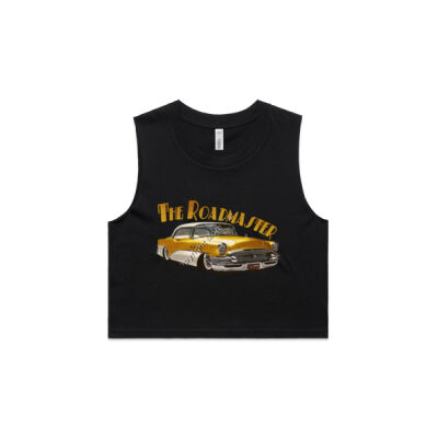 1956 Roadmaster - Yellow & White - AS Colour Women's Crop Tank Thumbnail