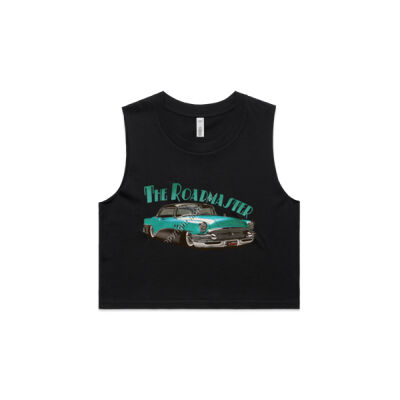 1956 Roadmaster - Aqua & Black - AS Colour Women's Crop Tank Thumbnail