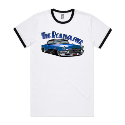 1956 Roadmaster - Blue & Black - Mens Ringer Tee Thumbnail