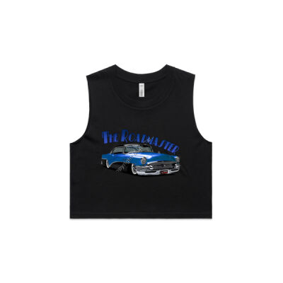 1956 Roadmaster - Blue & Black - AS Colour Women's Crop Tank Thumbnail