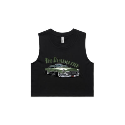 1956 Roadmaster - Khaki & Black - AS Colour Women's Crop Tank Thumbnail