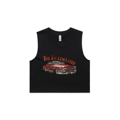 1956 Roadmaster - Maroon & Black - AS Colour Women's Crop Tank Thumbnail