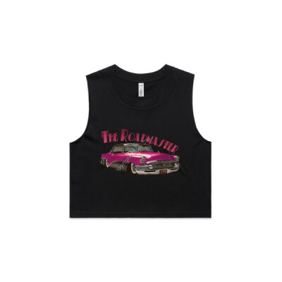 1956 Roadmaster - Pink & Black - AS Colour Women's Crop Tank Thumbnail