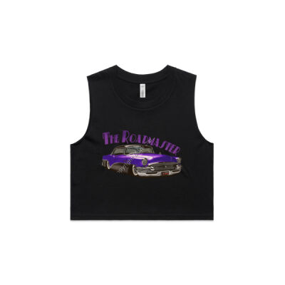 1956 Roadmaster - Purple & Black - AS Colour Women's Crop Tank Thumbnail