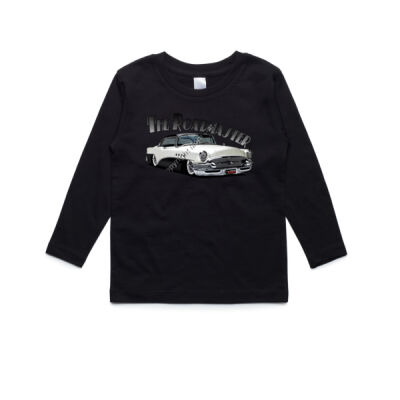 1956 Roadmaster - White & Black - AS Colour Kids Longsleeve Tee Thumbnail