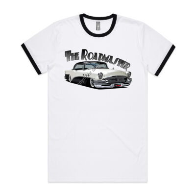 1956 Roadmaster - White & Black - Mens Ringer Tee Thumbnail