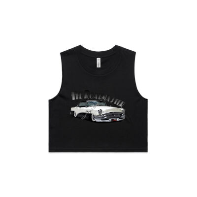 1956 Roadmaster - White & Black - AS Colour Women's Crop Tank Thumbnail