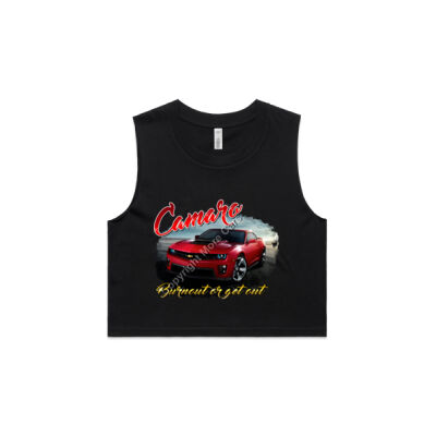 2016 Camaro - Burn Out or Get Out - AS Colour Women's Crop Tank Thumbnail