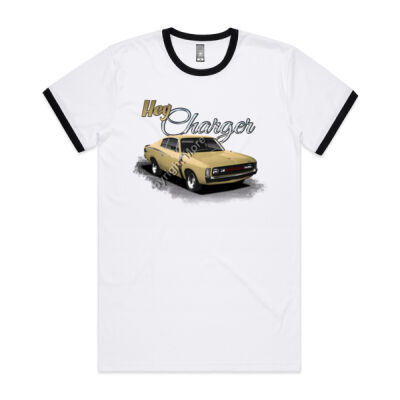 Hey Charger - Beige - Mens Ringer Tee Thumbnail