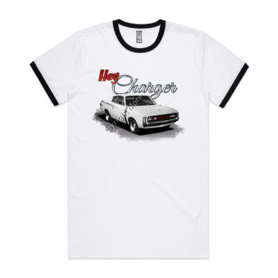 Hey Charger - White - Mens Ringer Tee Thumbnail