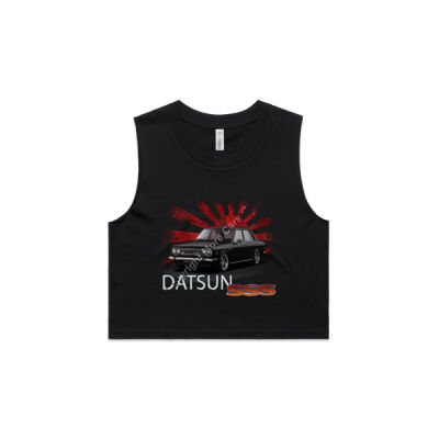 Datsun 1600 - Rising Sun - Black - AS Colour Women's Crop Tank Thumbnail