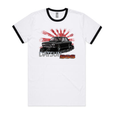 Datsun 1600 - Rising Sun - Black - Mens Ringer Tee Thumbnail