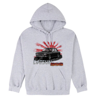 Datsun 1600 - Rising Sun - Black - Hooded Sweatshirt Thumbnail