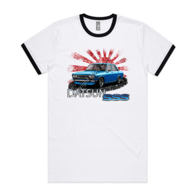 Datsun 1600 - Rising Sun - Blue - Mens Ringer Tee Thumbnail