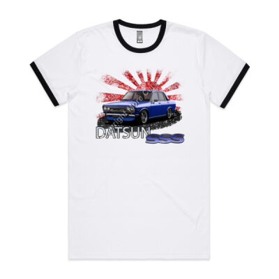 Datsun 1600 - Rising Sun - Dark Blue - Mens Ringer Tee Thumbnail