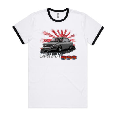 Datsun 1600 - Rising Sun - Grey - Mens Ringer Tee Thumbnail