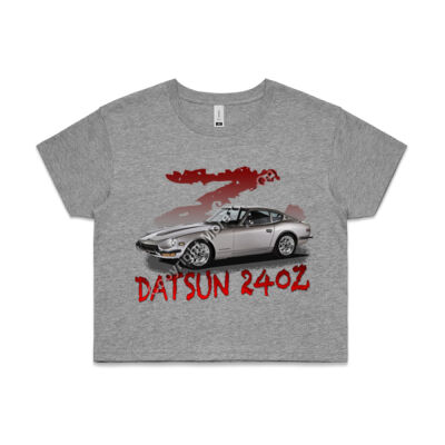 Datsun 240 Z - Z Car -Silver - AS Colour CROP TEE - 4062 Thumbnail