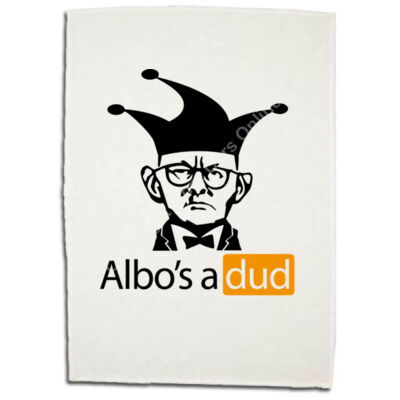 Albo's a dud - Black - Boutique Linen/Cotton Tea Towel (Best Seller) Thumbnail