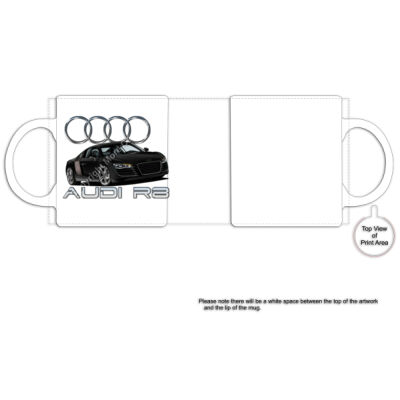 Audi R8 - Black - Black Rim Ceramic Mug Thumbnail
