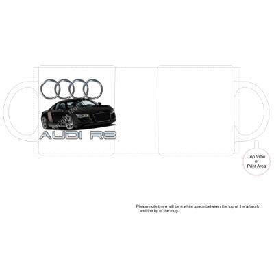 Audi R8 - Black - Boutique Ceramic Mug Thumbnail