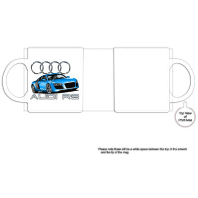 Audi R8 - Blue - Black Rim Ceramic Mug Thumbnail