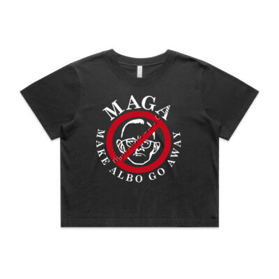 Make Albo Go Away - Style 5 - White Text - Wo's Heavy Faded Crop Tee 4089 Thumbnail