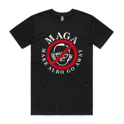 Make Albo Go Away - Style 5 - White Text - Mens Staple Tee Thumbnail