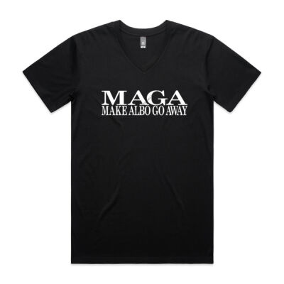 Make Albo Go Away - Style 2 - White Text - Mens Staple V-Neck Tee Thumbnail