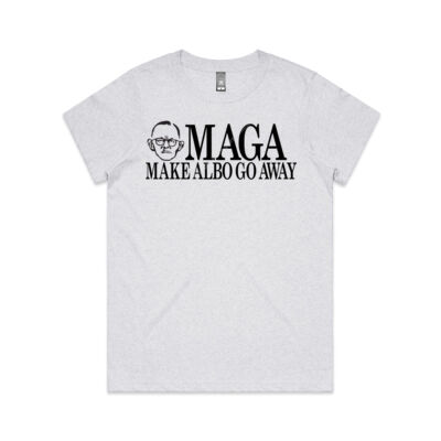 Make Albo Go Away - Style 3 - Black Text - AS Colour Women's Maple Marle Tee Thumbnail
