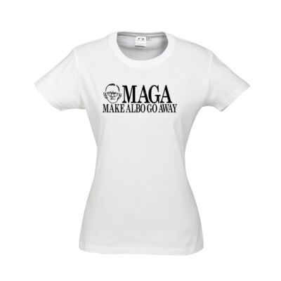 Make Albo Go Away - Style 3 - Black Text - Womens Ice Cotton Tee sz6 - sz24 Thumbnail