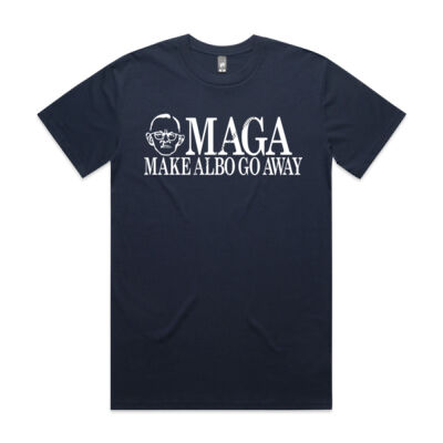 Make Albo Go Away - Style 3 - White Text - Mens Staple Tee Thumbnail