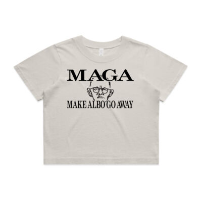 Make Albo Go Away - Style 4 - Black Text - Wo's Heavy Faded Crop Tee 4089 Thumbnail