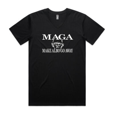 Make Albo Go Away - Style 4 - White Text - Mens Staple V-Neck Tee Thumbnail