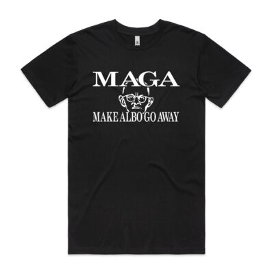 Make Albo Go Away - Style 4 - White Text - Mens Basic Tee Thumbnail