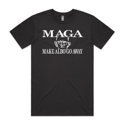Make Albo Go Away - Style 4 - White Text - Mens Staple Tee Thumbnail