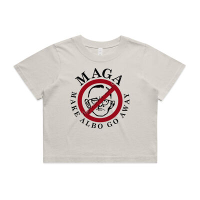 Make Albo Go Away - Style 5 - Black Text - Wo's Heavy Faded Crop Tee 4089 Thumbnail